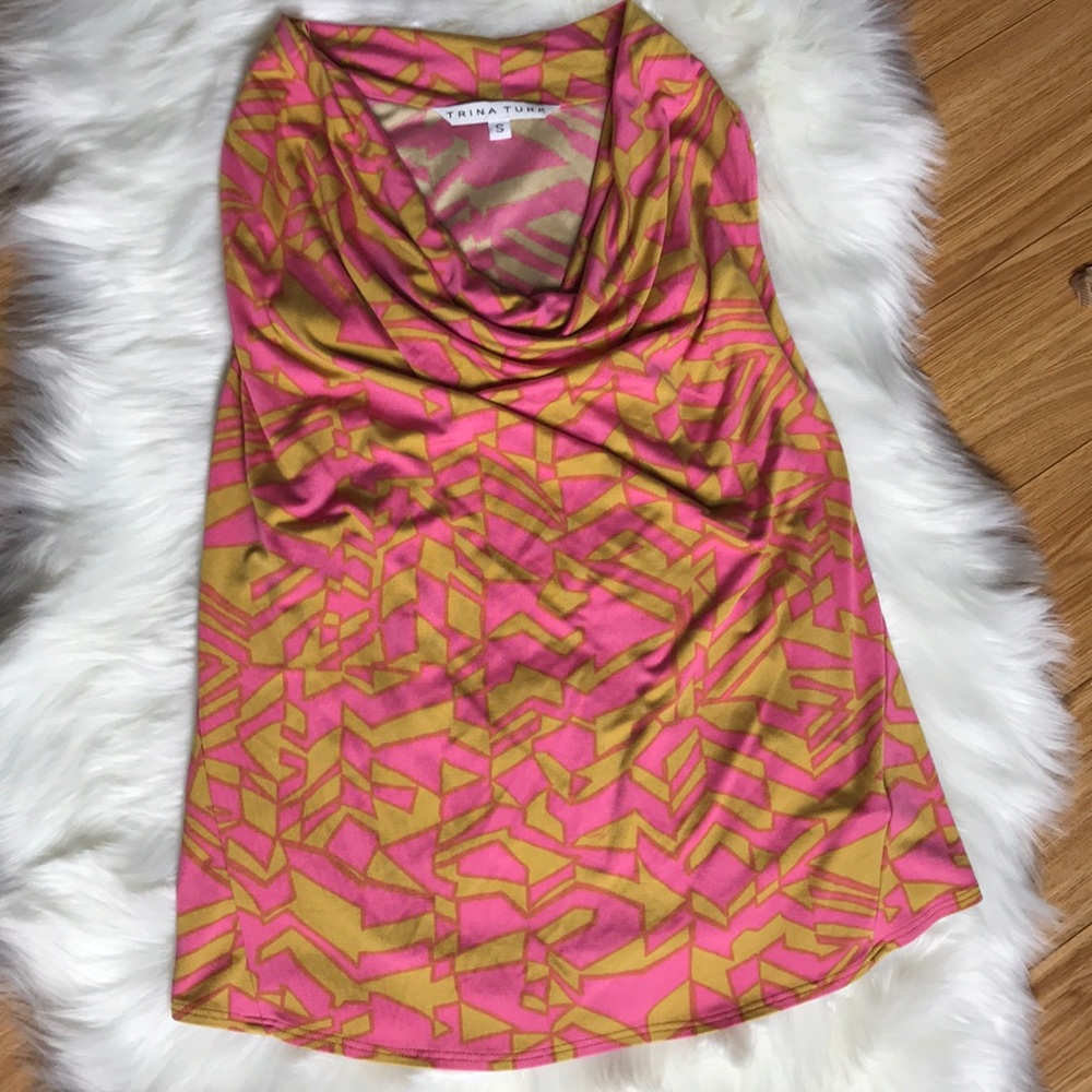 Trina Turk cowl neck racer back jersey tank sz s